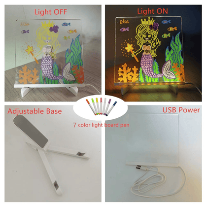 LED Letter Message Board With 7 Colorful Pens